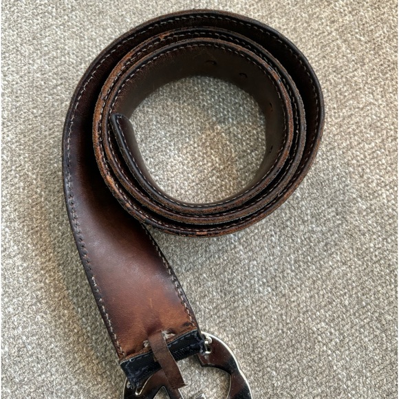 ✨GUCCI Interlocking G’s Black Leather Belt with Solver GG Hardware 90/36 UNISEX - Picture 13 of 16
